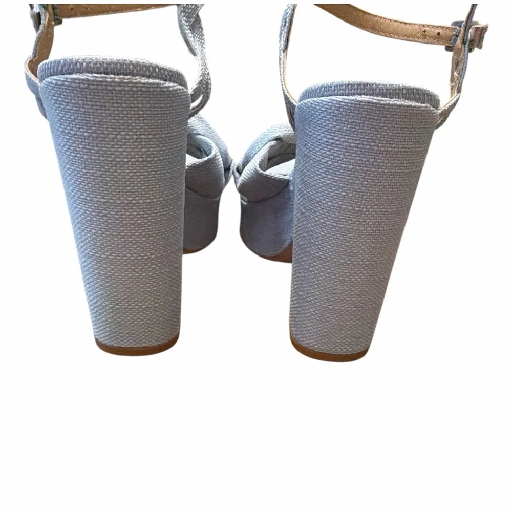 Antonio Melani Mya Linen Platform Heels Size 9.5 NWOB Braided Block Heel Sandals